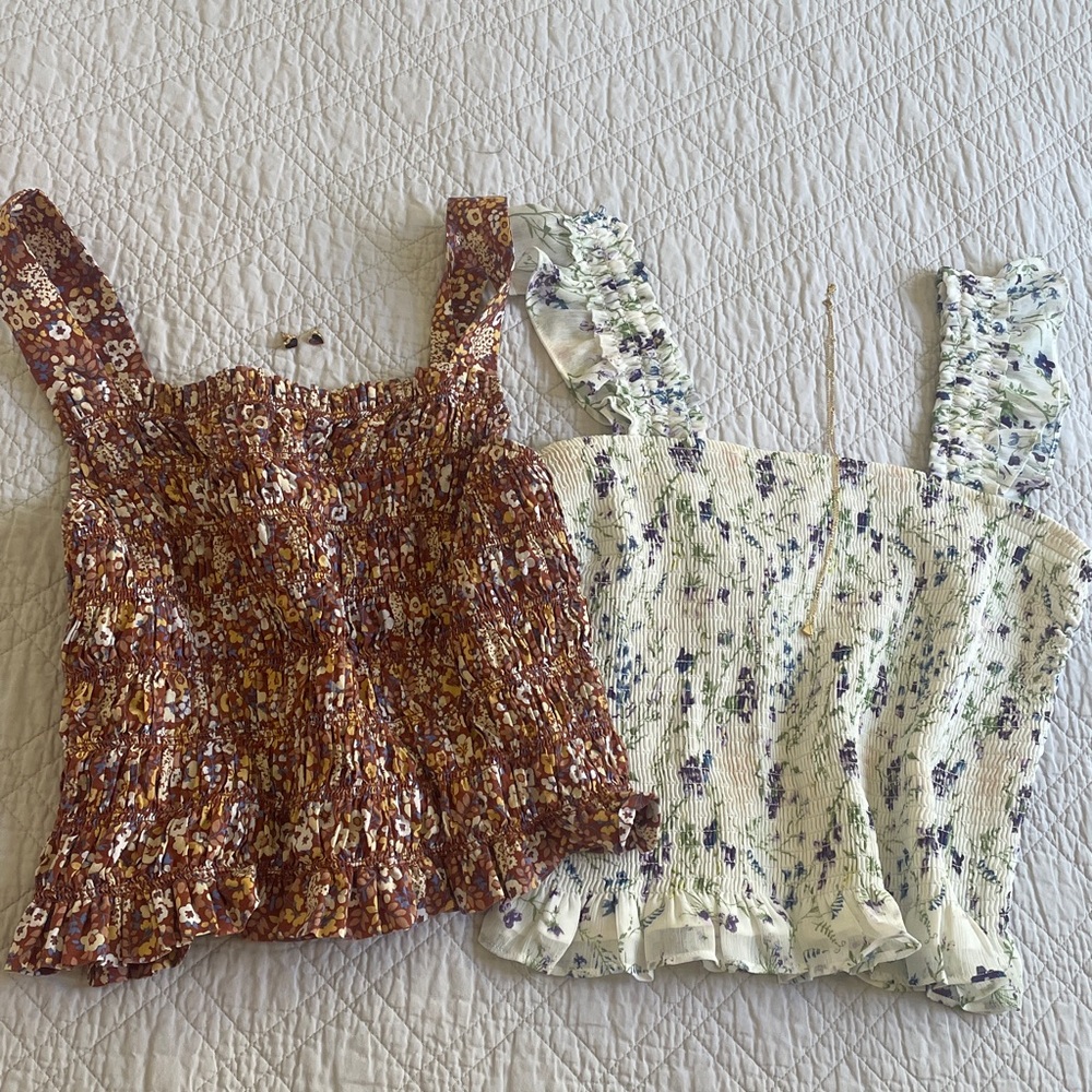 Everlane and Express Floral Spring Top Bundle